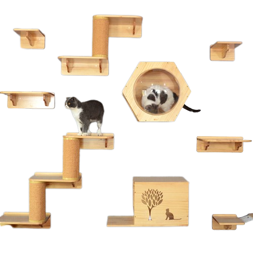 Solid Wood Cat Ladder Wall Post Set